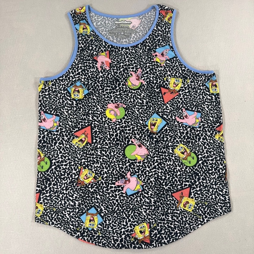 Nickelodeon Spongebob Squarepants Patrick Star Tank Top Large Black White Blue